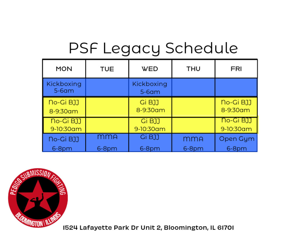 PSF Legacy Schedule